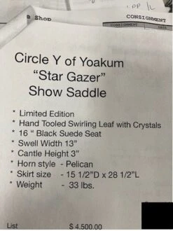 Circle Y Star Gazer Show Saddle 16" Full -Amigo Sales Store img 1889 1